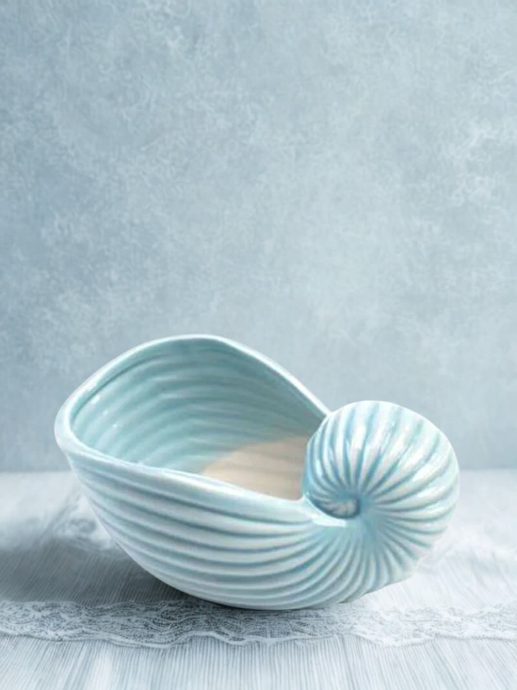 Vase | Petit pot coquillage bleu en céramique