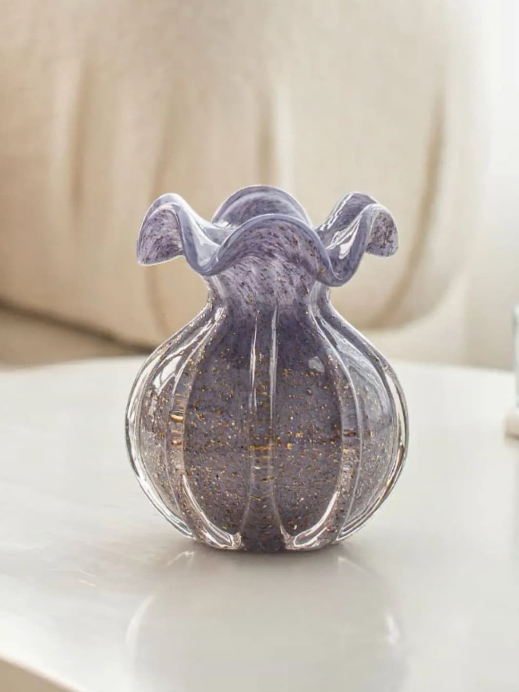 Vase | Soliflore violet en verre soufflé style français