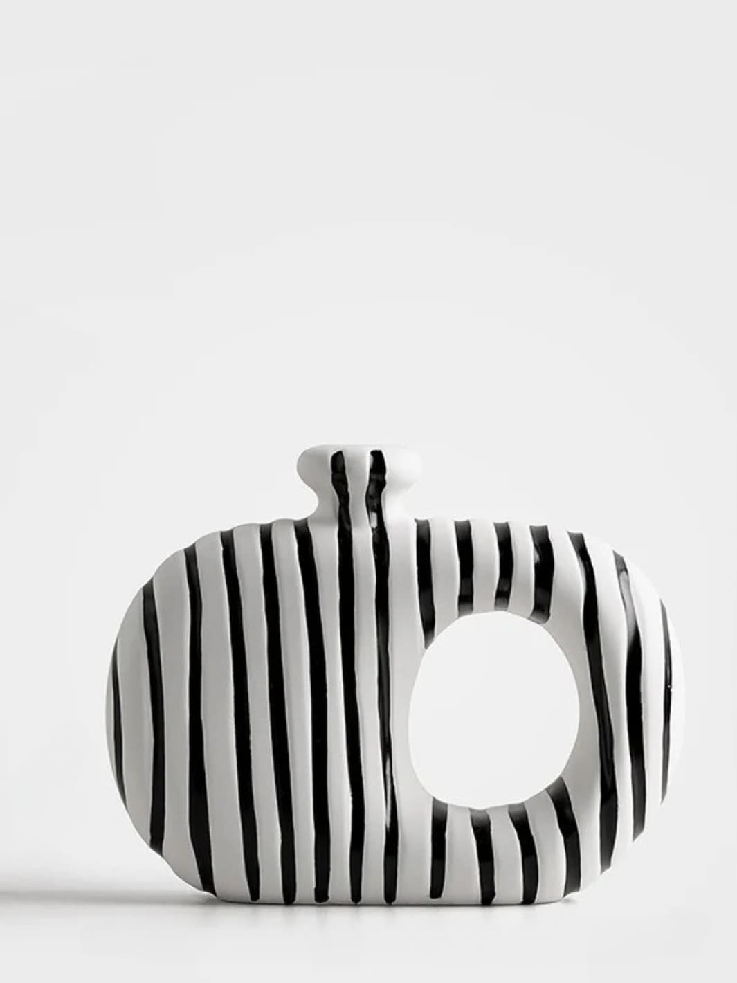 Vase | Pot design rayé noir et blanc
