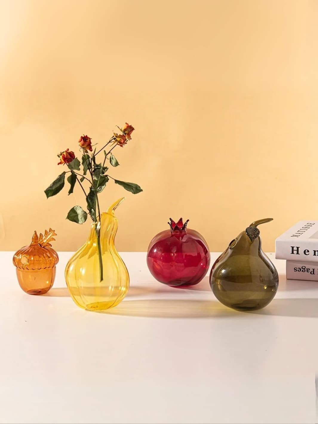 Vase | Noisette en verre soufflé marron translucide