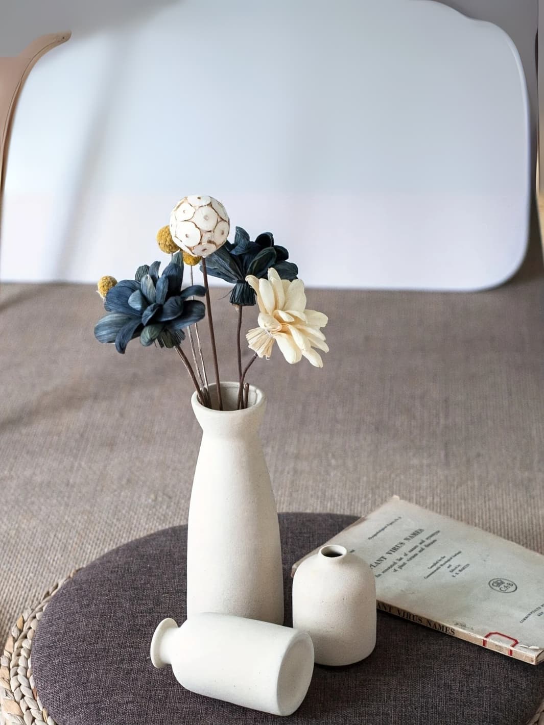 Vase | Ensemble de 3 vases crème en céramique mate