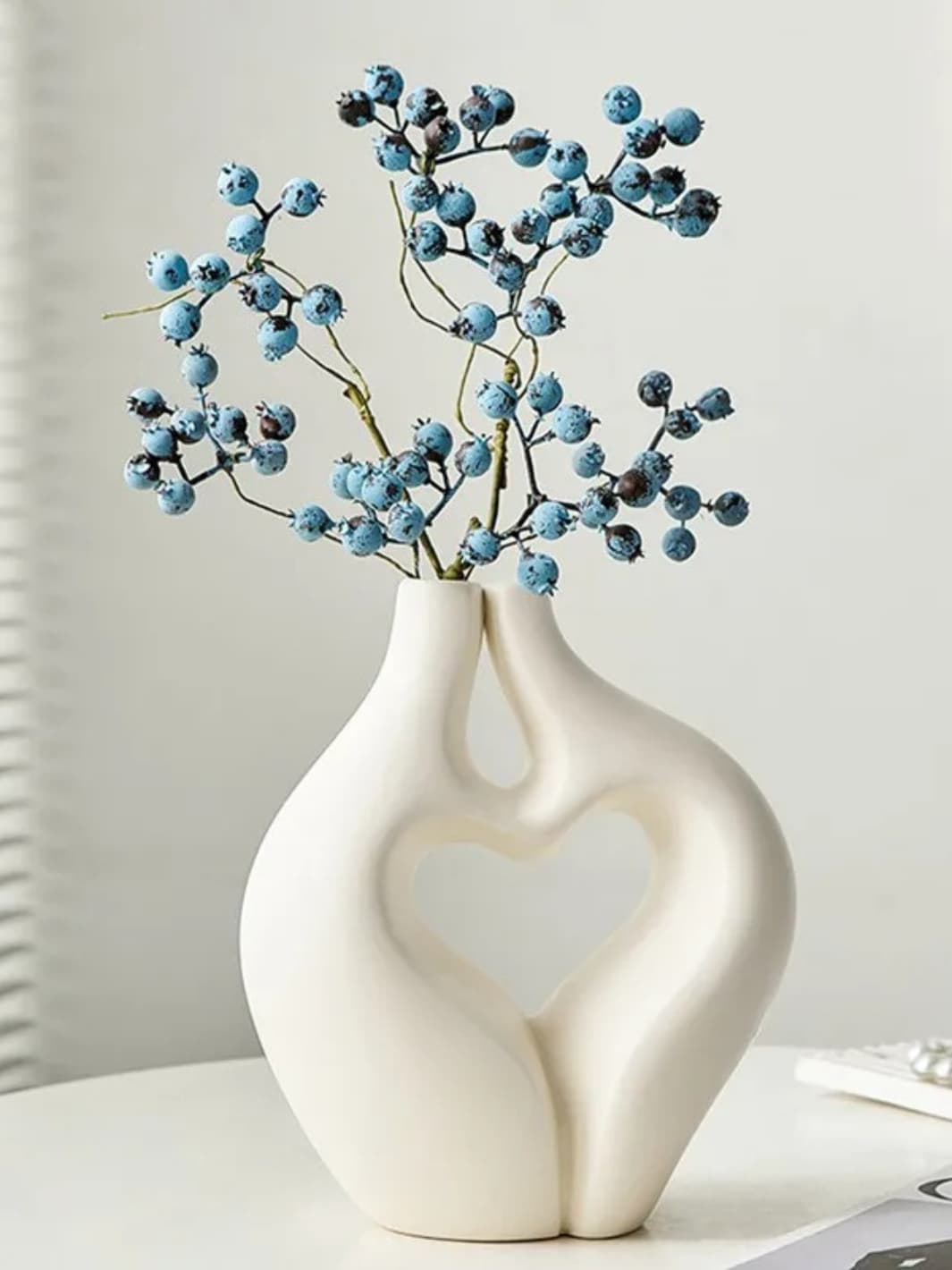 Vase | Sculpture abstraite couple en céramique crème