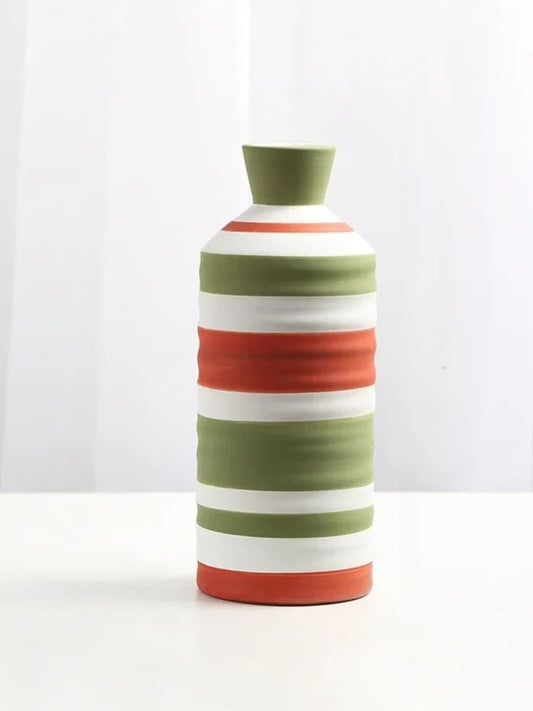 Vase | Pot rayé en céramique multicolore moderne