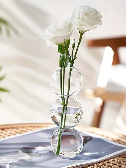 Vase | Pot transparent 3 bulles empilées en verre