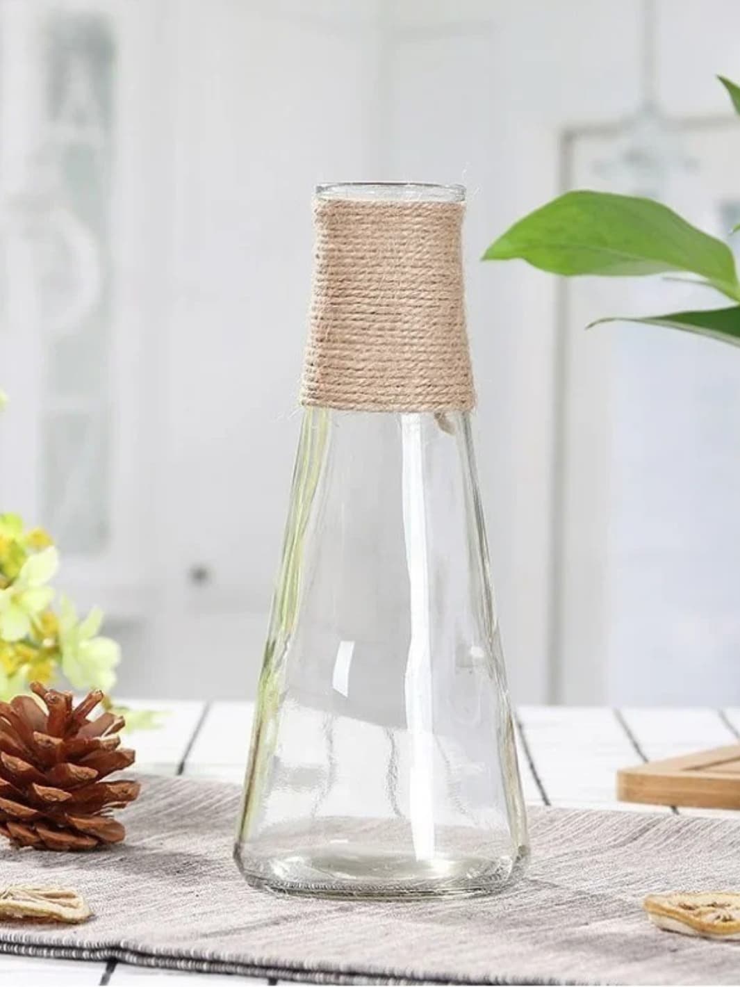 Vase | Pot transparent en verre pour fleurs séchées