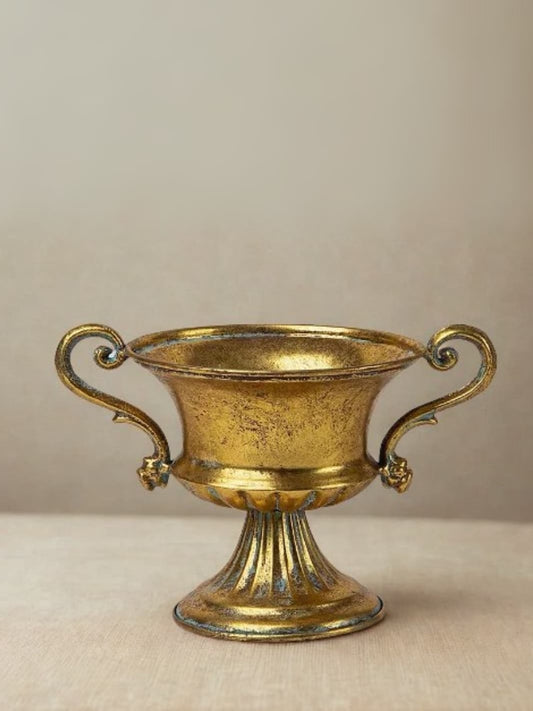 Vase | Cruche grecque dorée en métal vieilli
