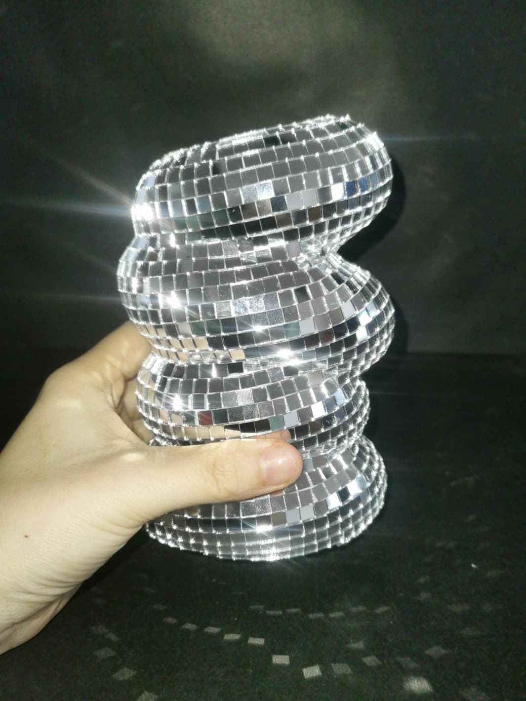 Vase | Design miroir ondulé effet boule à facettes