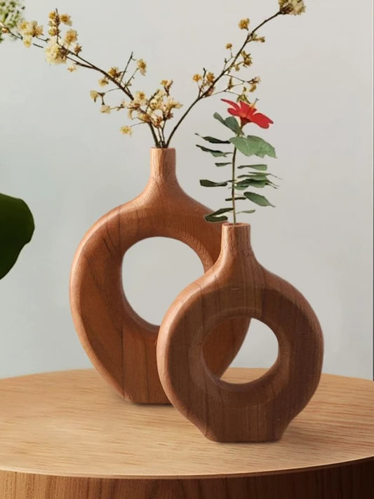 Vase | Donut sculptural en bois naturel