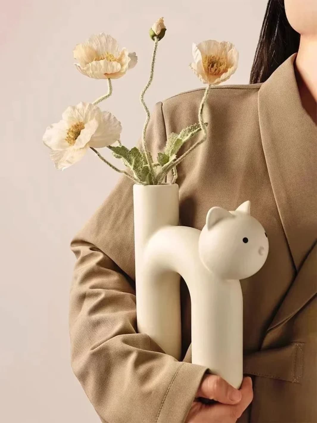 Vase | Pot chat céramique H déco mignonne et originale