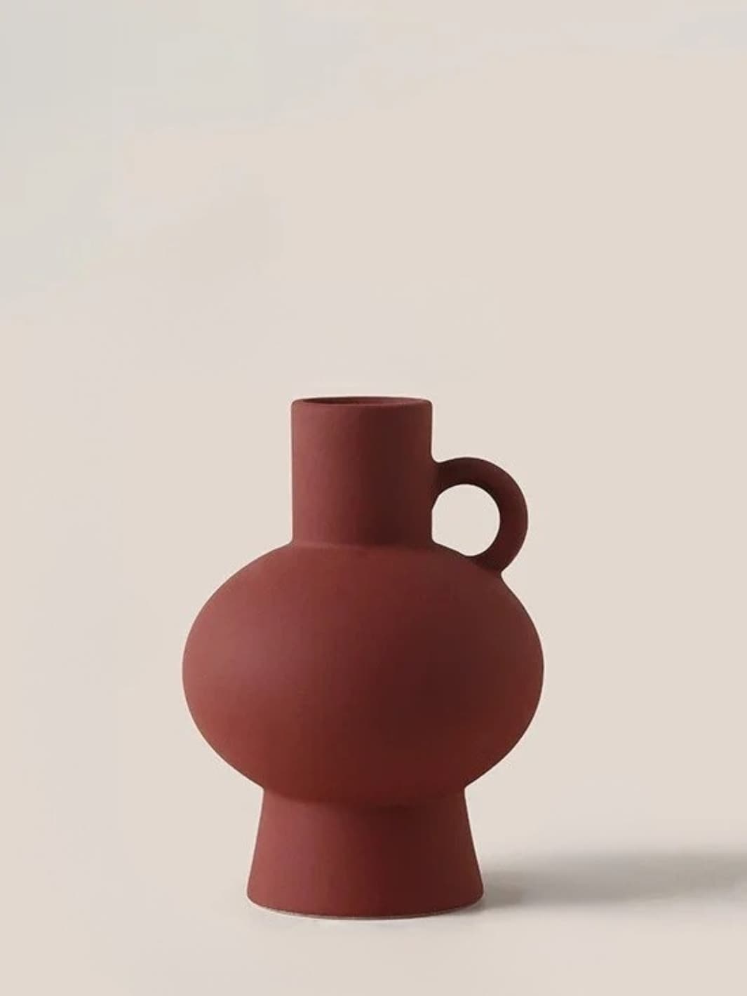 Vase | Terracotta Céramique avec Anse Latérale, Finition Mate