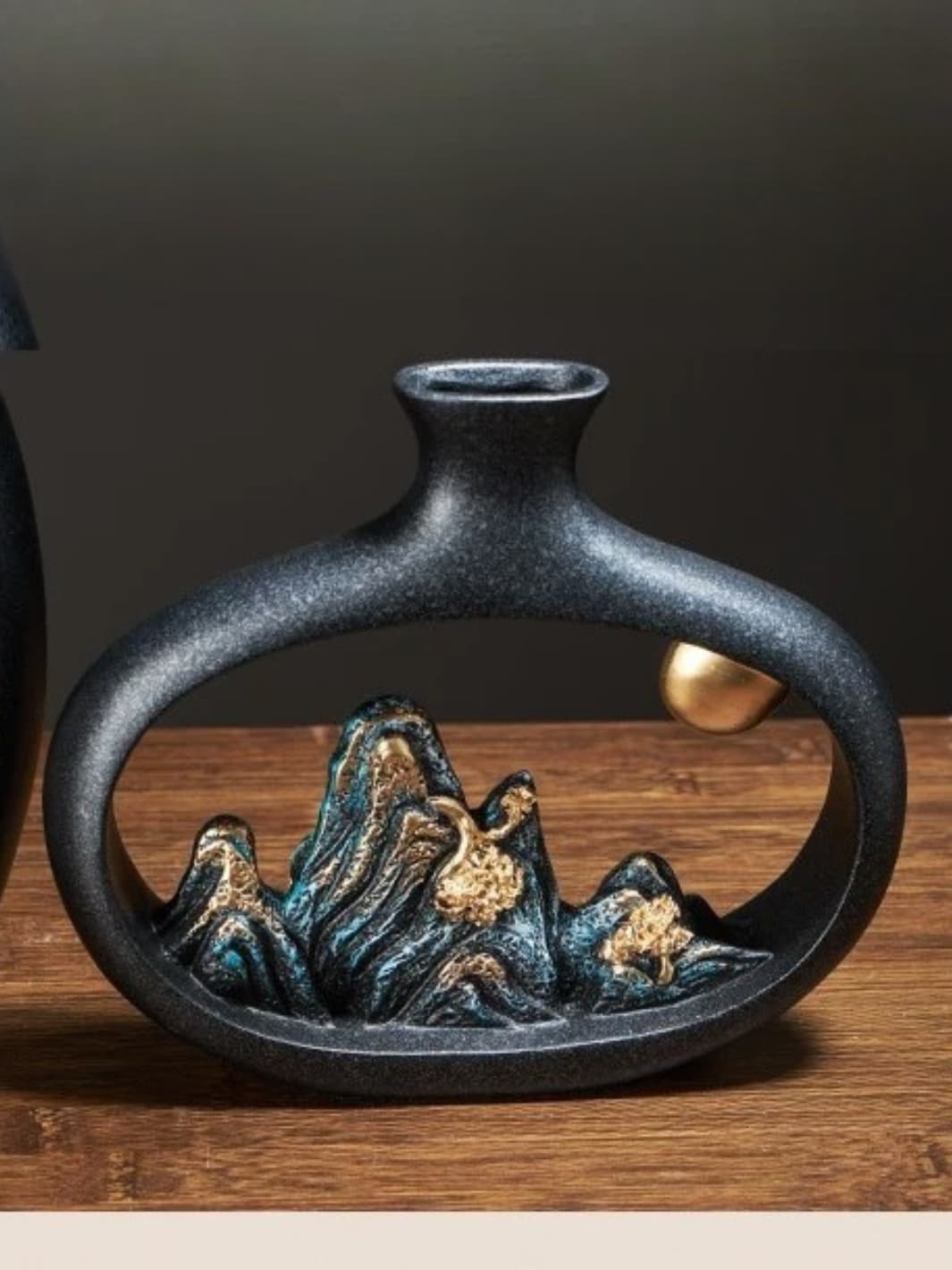 Vase | Montagnes noires et dorées japonais