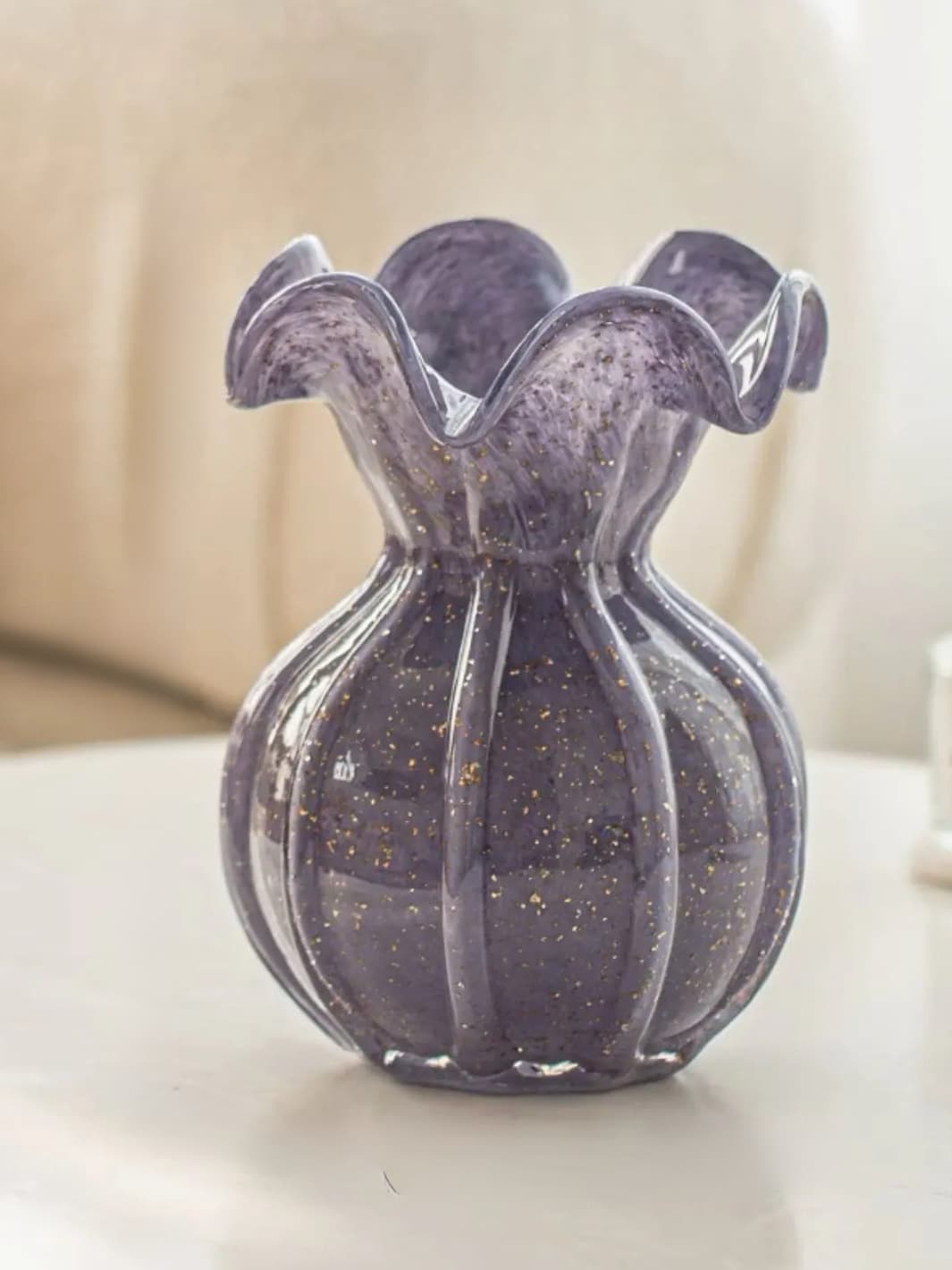 Vase | Soliflore violet en verre soufflé style français