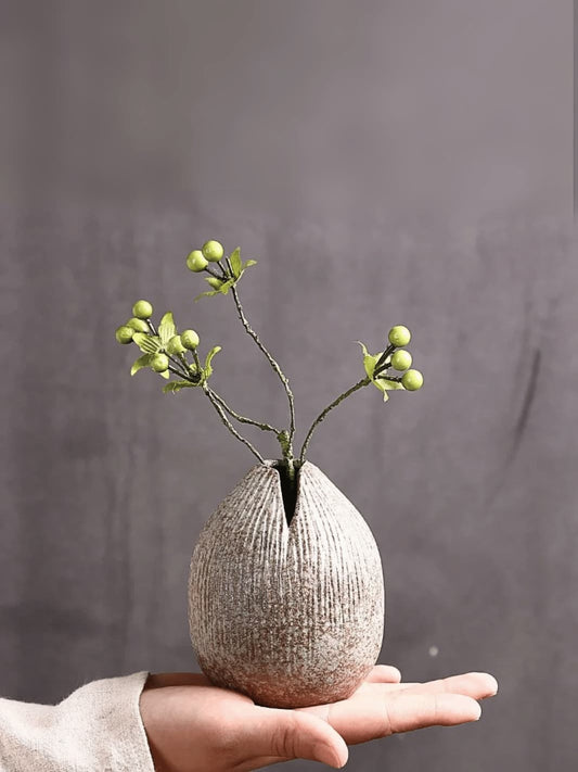 Vase | Petit vase œuf fendu effet pierre japonaise