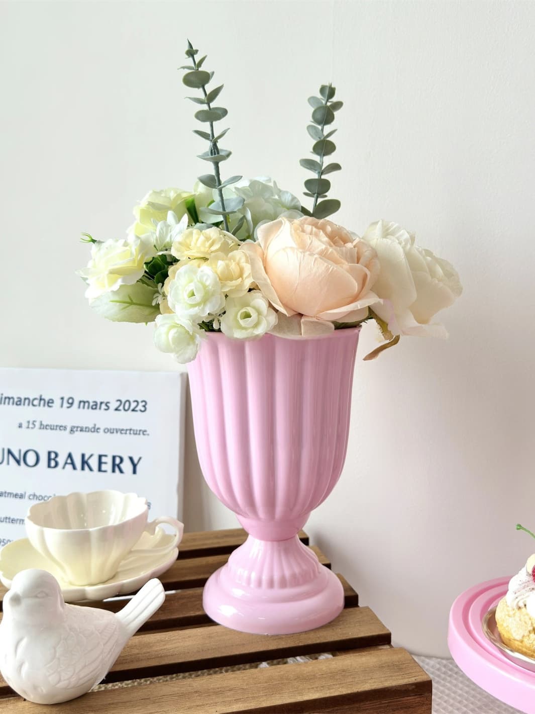 Vase | Coupe blanche pour centre de table romantique