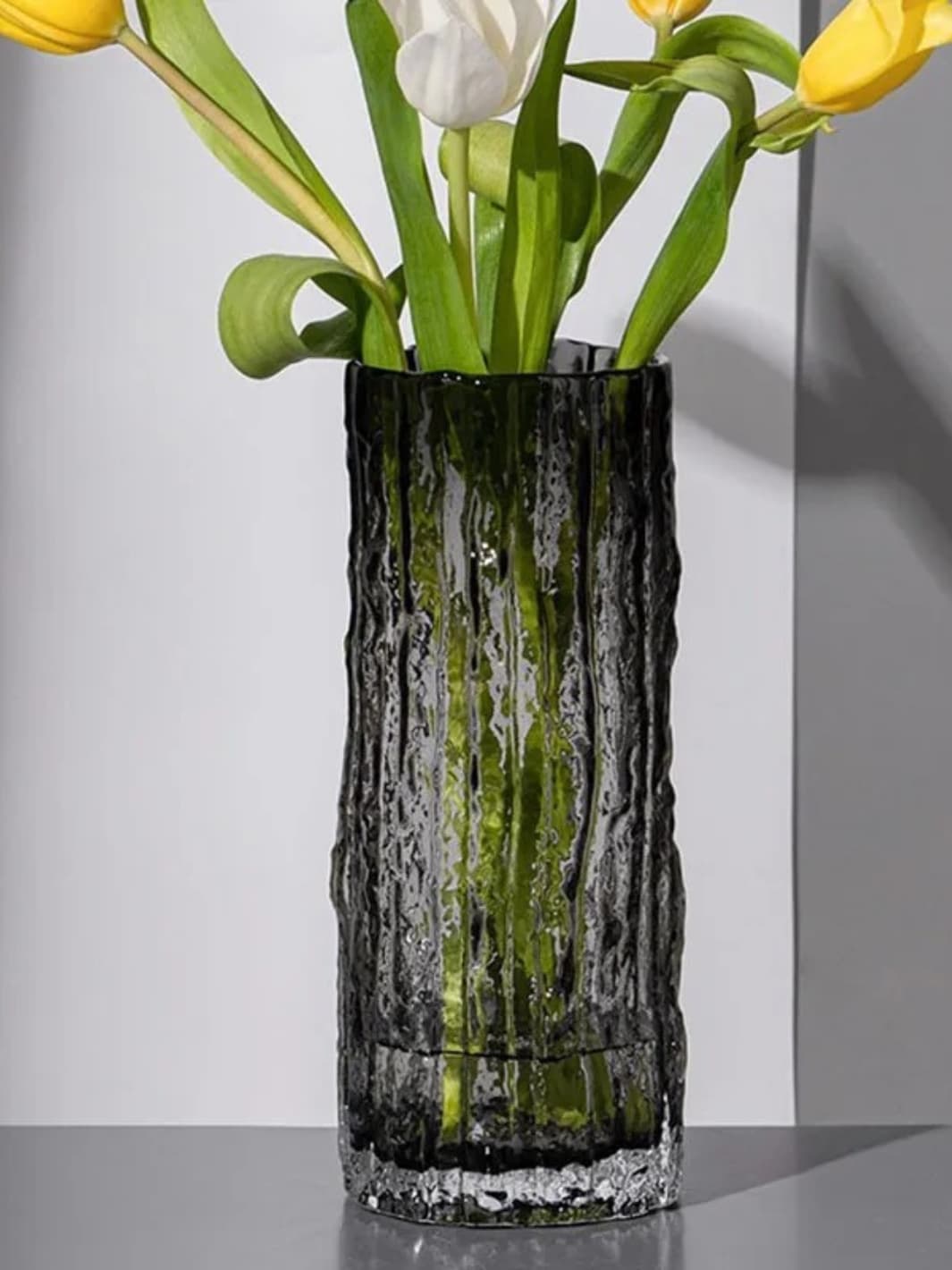 Vase | Vase en verre effet glacier cylindrique
