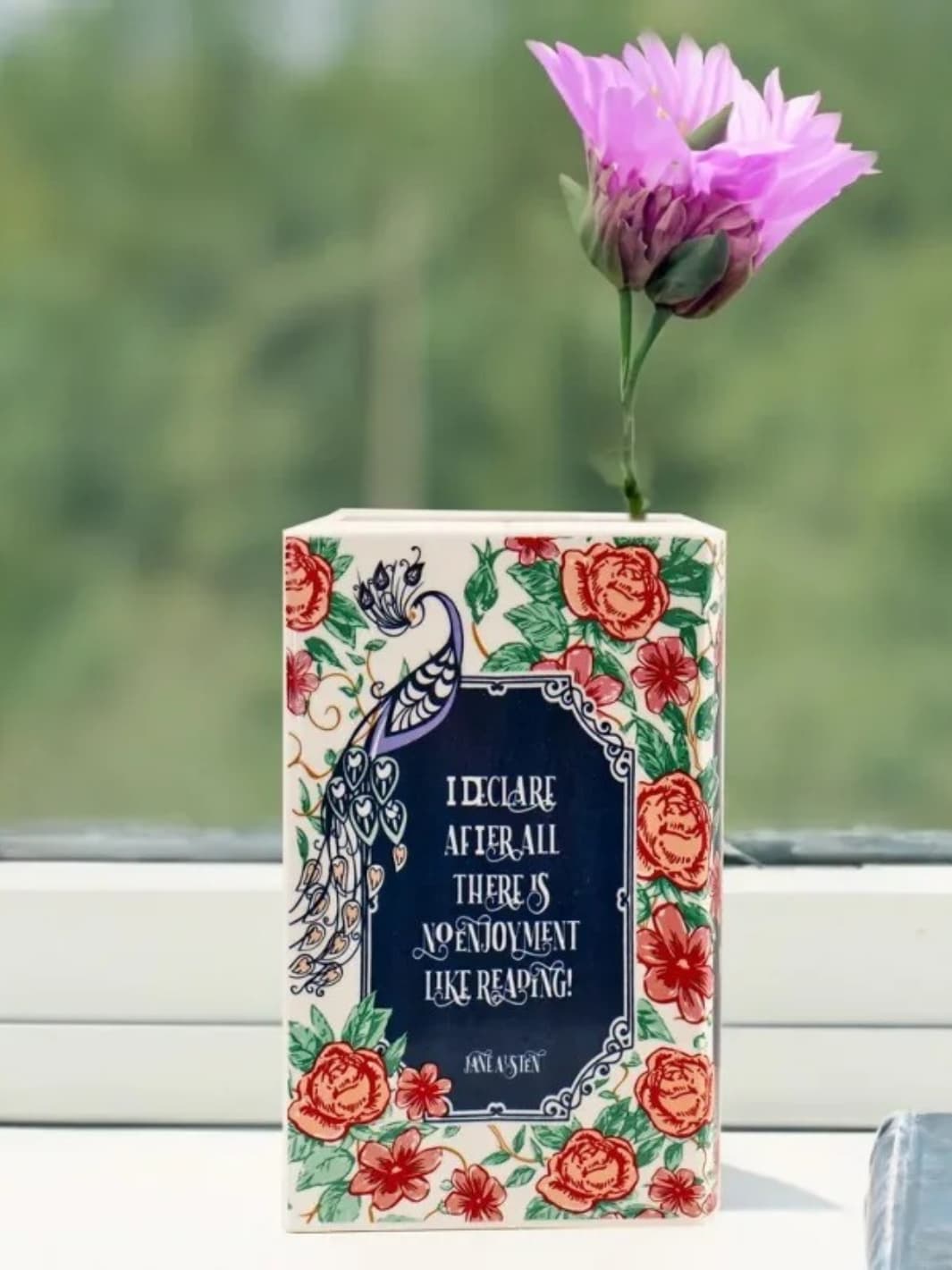 Vase | Livre fleuri en céramique peinte à la main