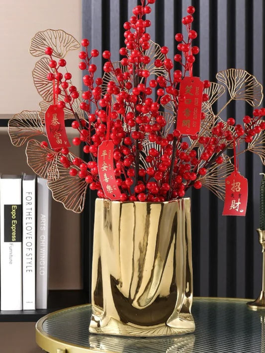 Vase | Drapé métallique doré effet froissé