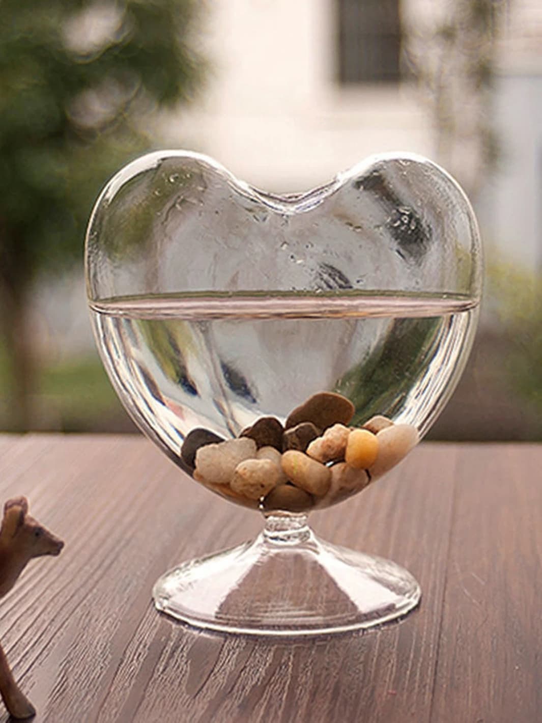 Vase | Coupe décorative en verre transparent en forme de cœur