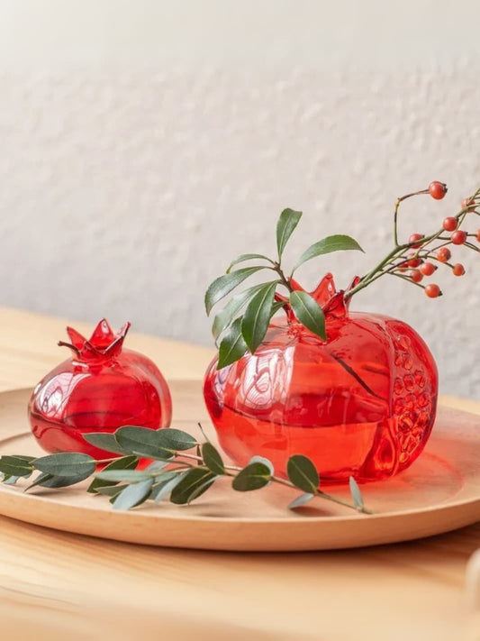 Vase | Grenade en verre soufflé rouge translucide