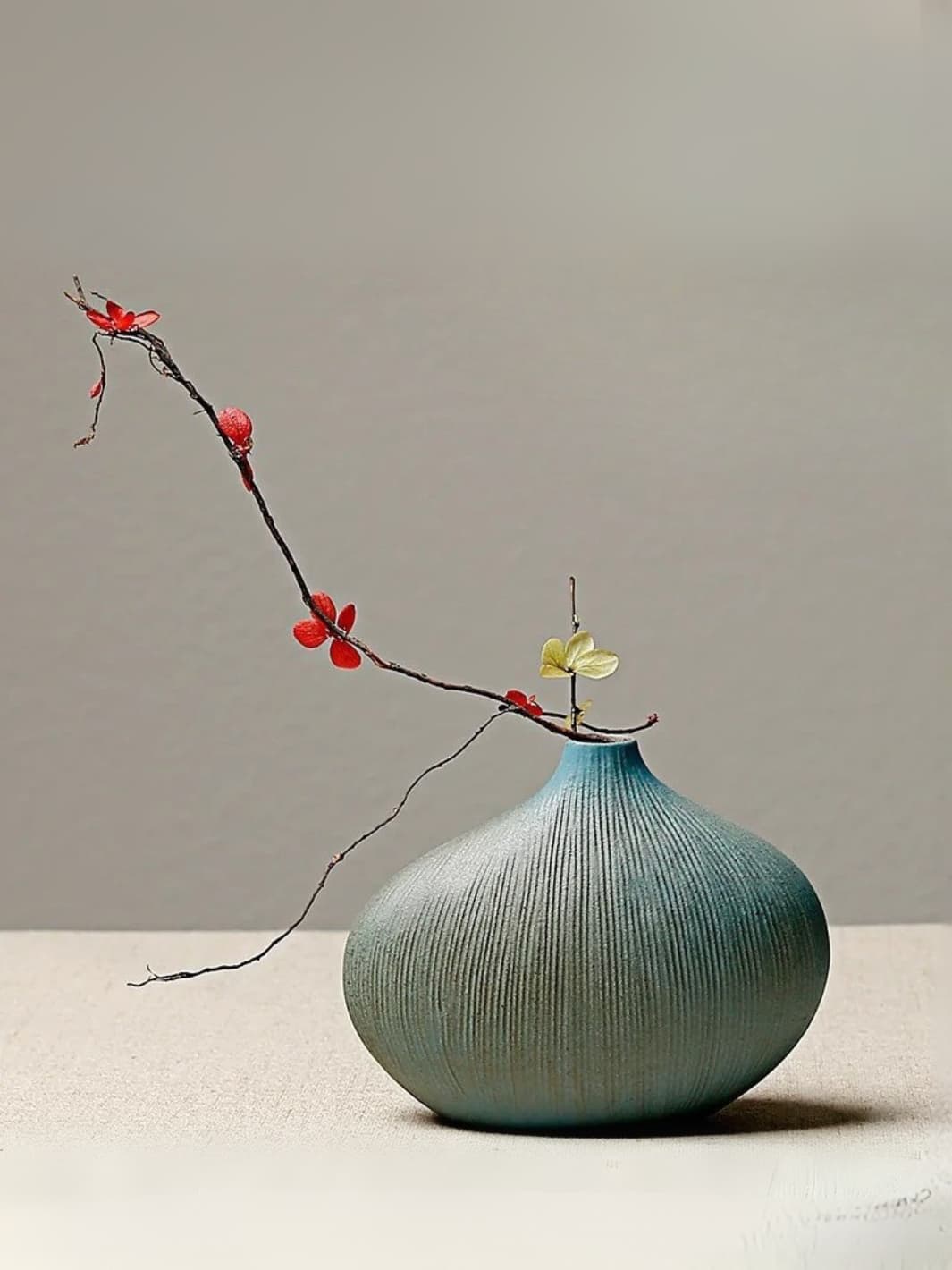Vase | Céramique nervurée ronde style japonais
