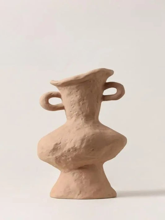 Vase | Amphore beige texturée en argile artisanale
