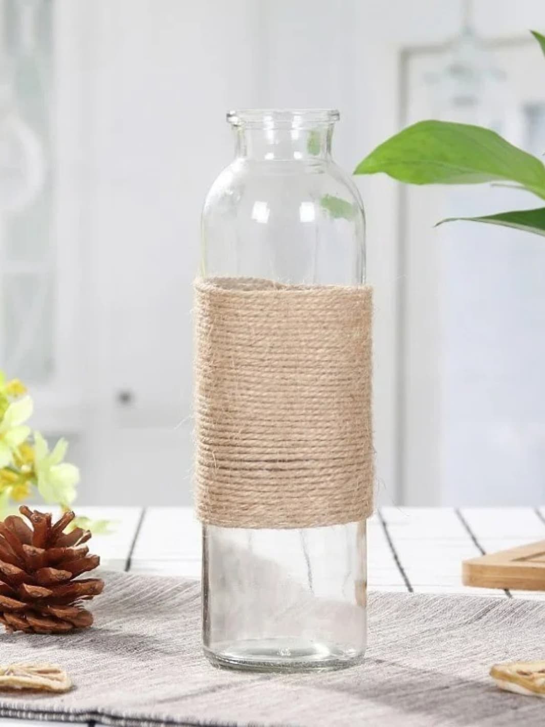 Vase | Pot transparent en verre pour fleurs séchées
