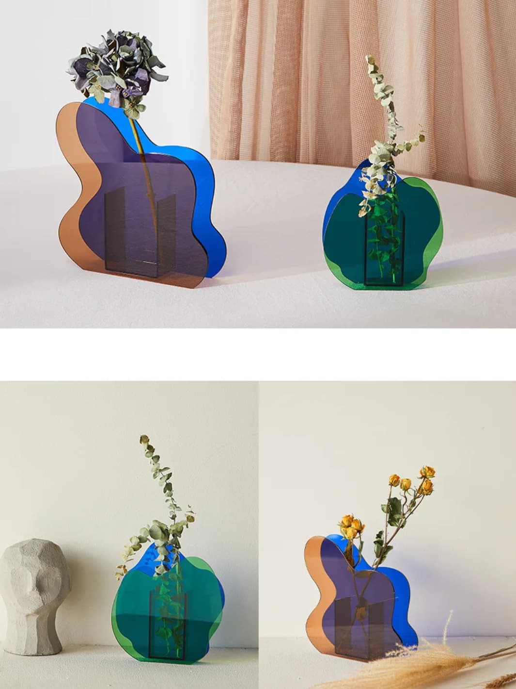 Vase | Design ondulé en acrylique coloré