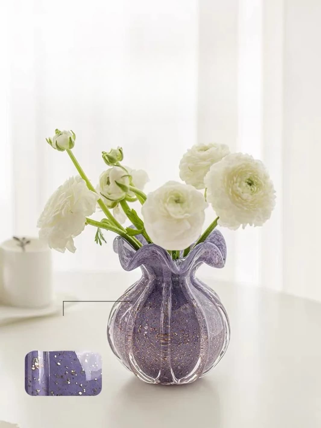 Vase | Soliflore violet en verre soufflé style français