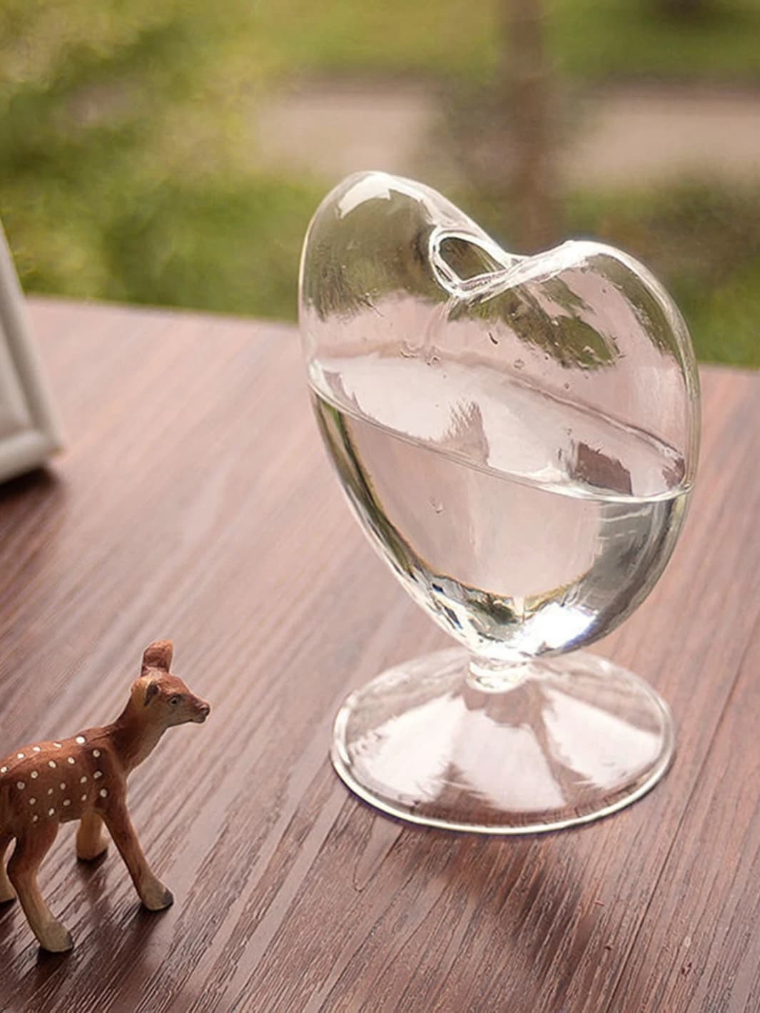 Vase | Coupe décorative en verre transparent en forme de cœur