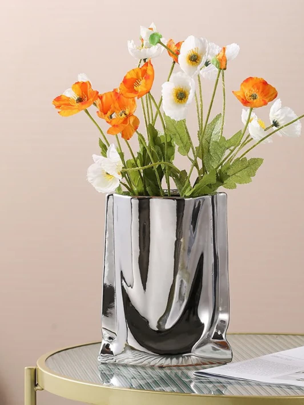 Vase | Reflet froissé effet métal argenté