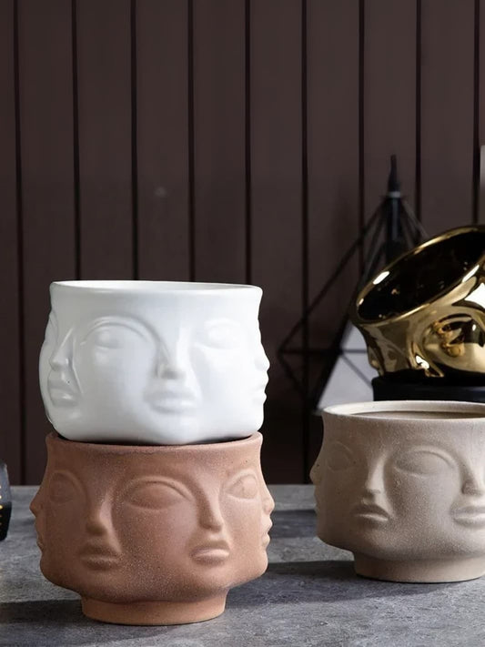 Vase | Visage sculpté petit modèle rond