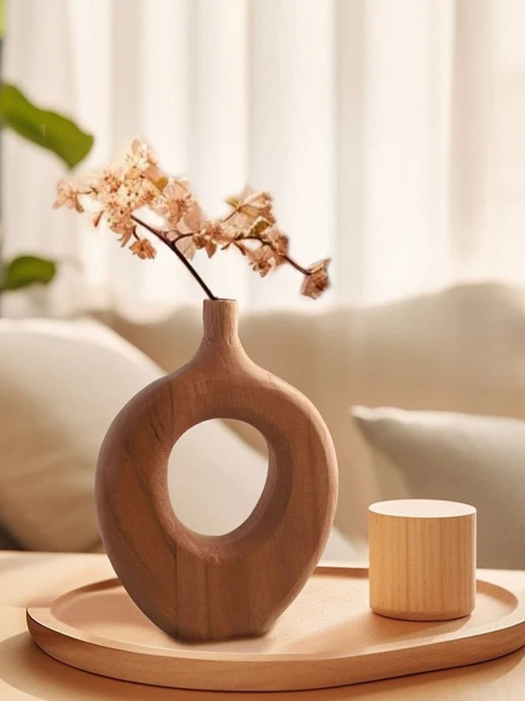 Vase | Donut sculptural en bois naturel