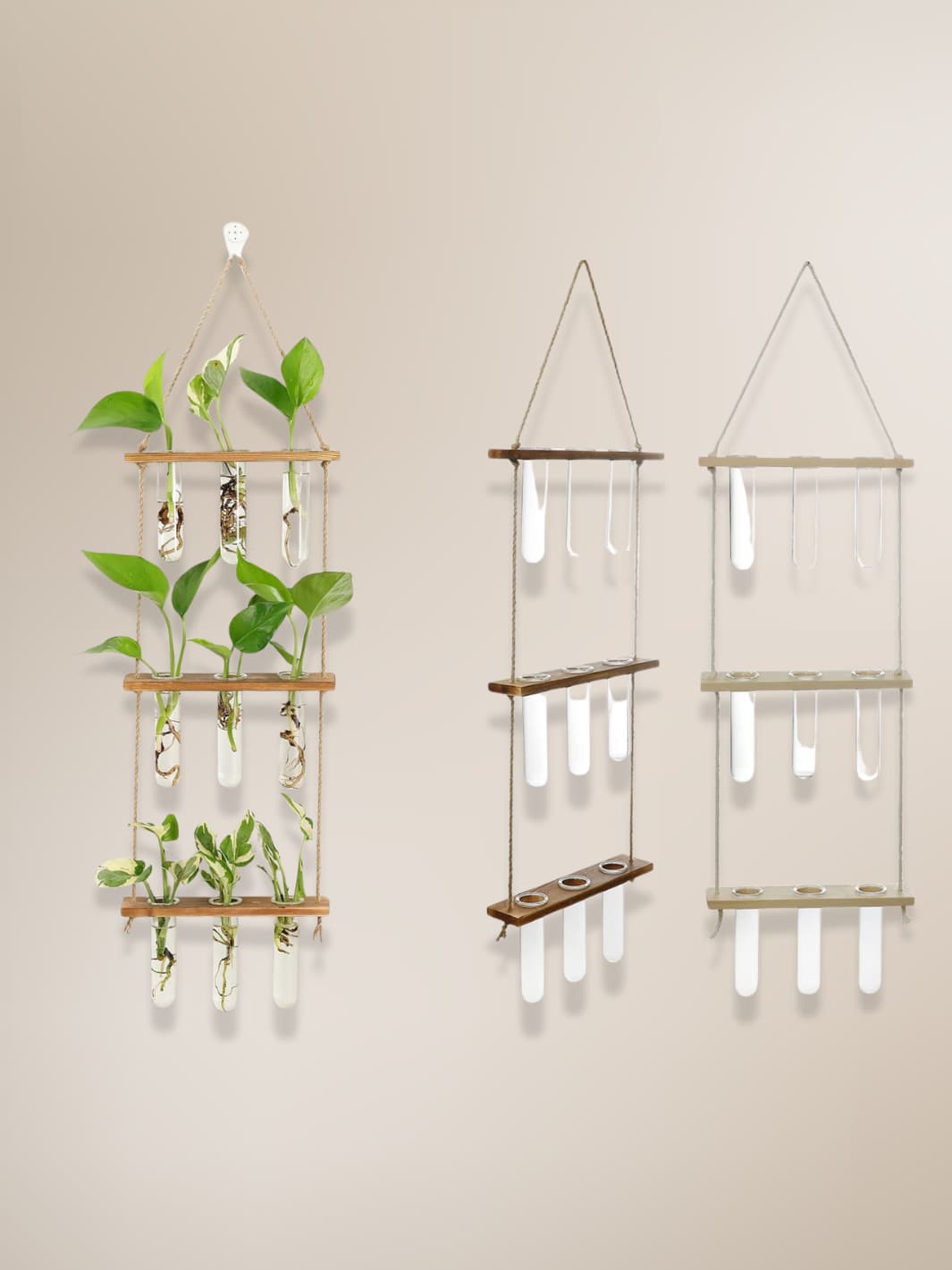 Vase | Suspension murale à tubes en bois