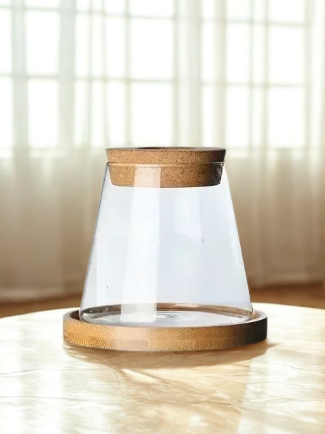 Vase | Support de culture hydroponique en verre et bois