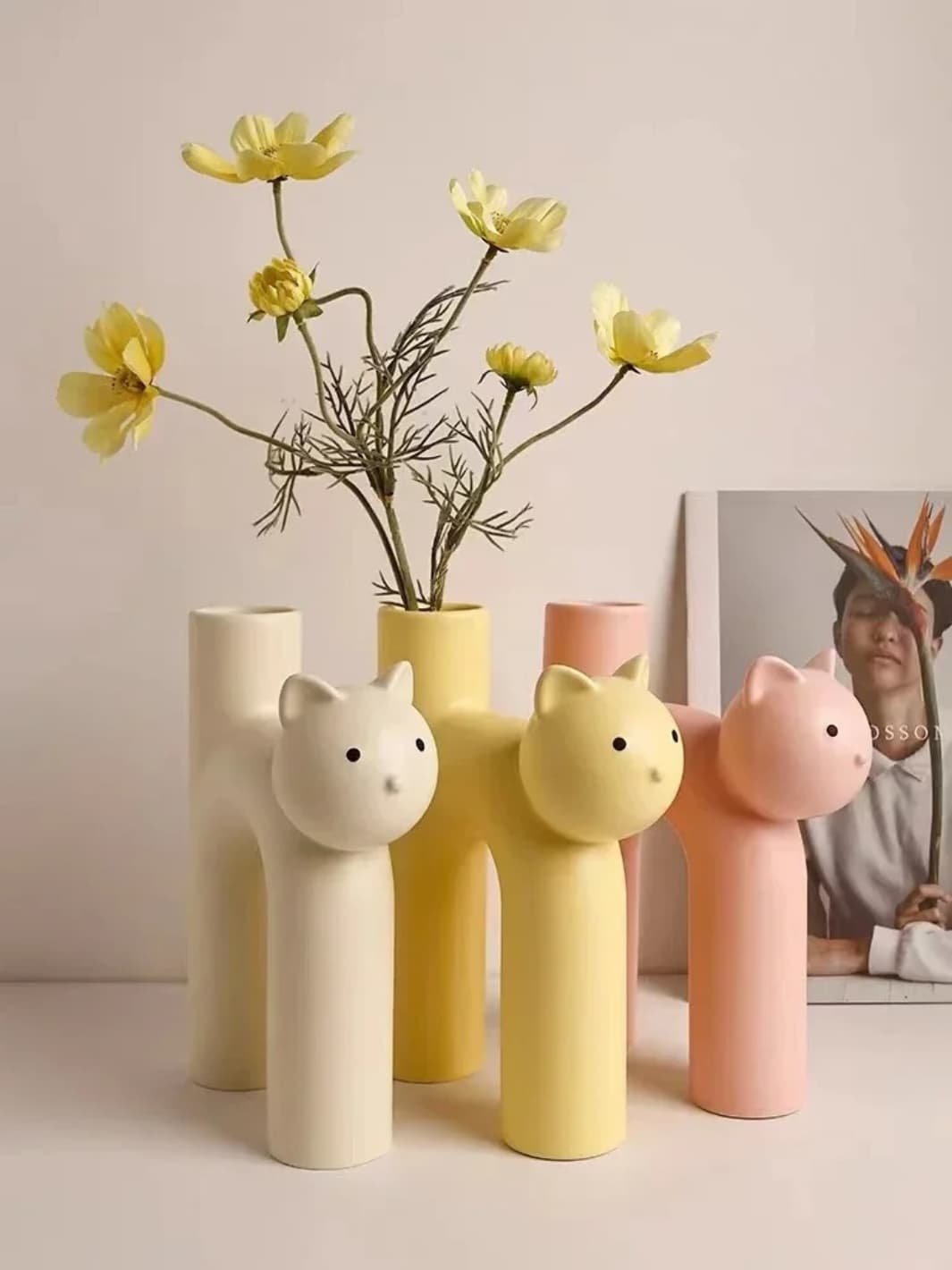 Vase | Pot chat céramique H déco mignonne et originale