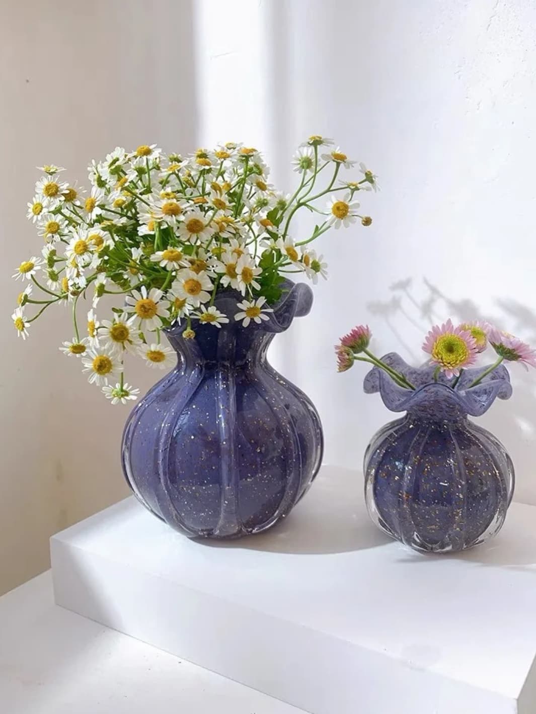 Vase | Soliflore violet en verre soufflé style français