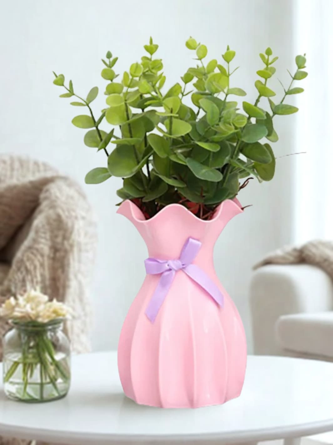 Vase | Pot plastique coloré effet rotin