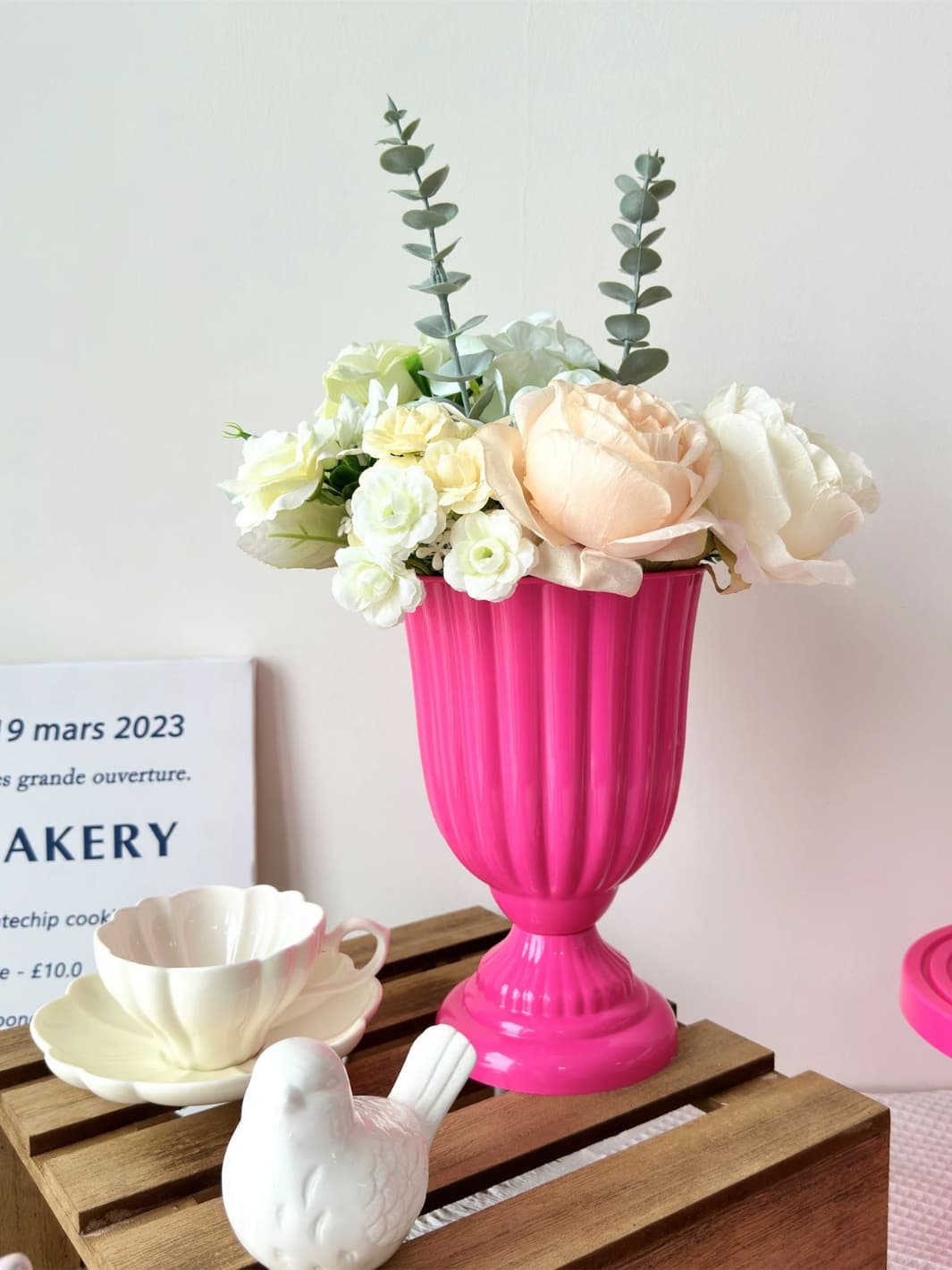 Vase | Coupe blanche pour centre de table romantique