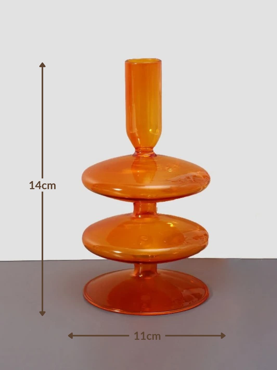 Vase | Soliflore orange en verre façon bougeoir design