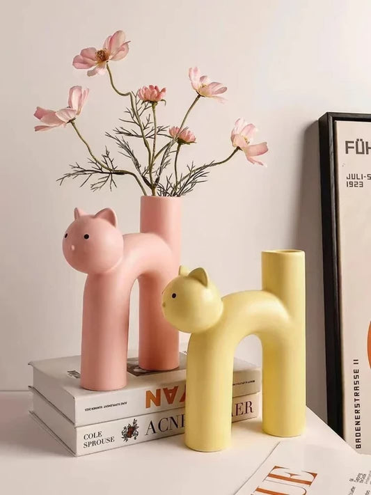 Vase | Pot chat céramique H déco mignonne et originale