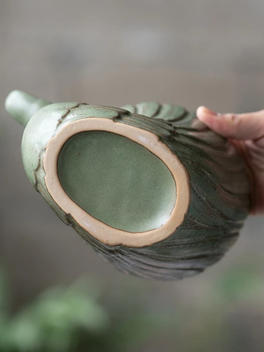 Vase | Sculpture cygne céladon en céramique