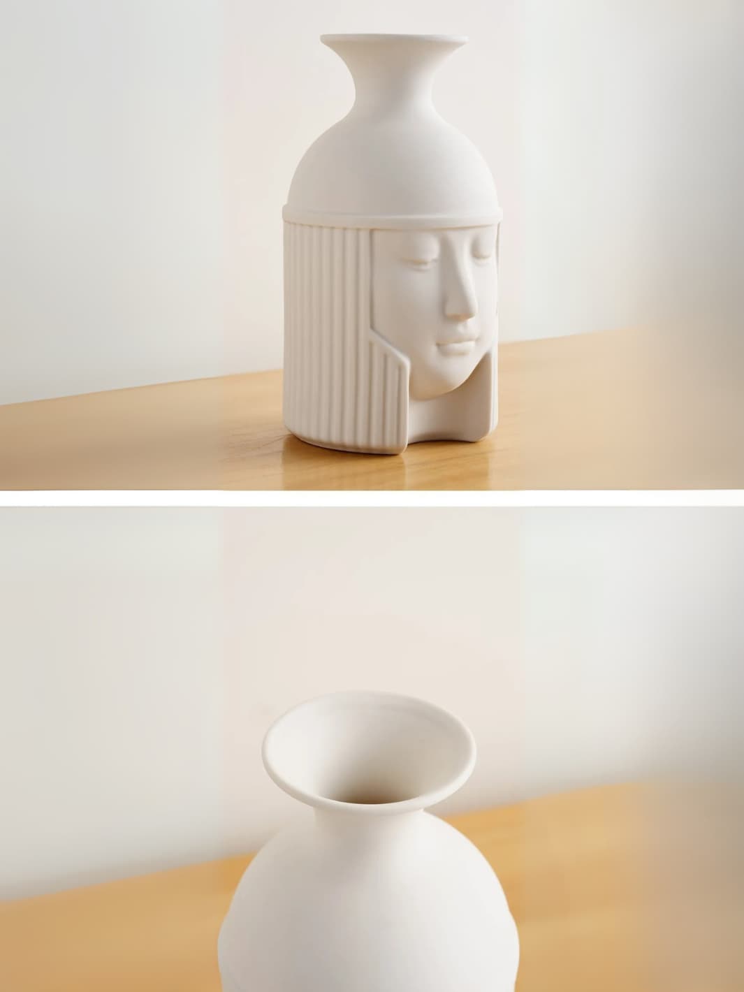 Vase | Visage de guerrier en céramique blanche style antique