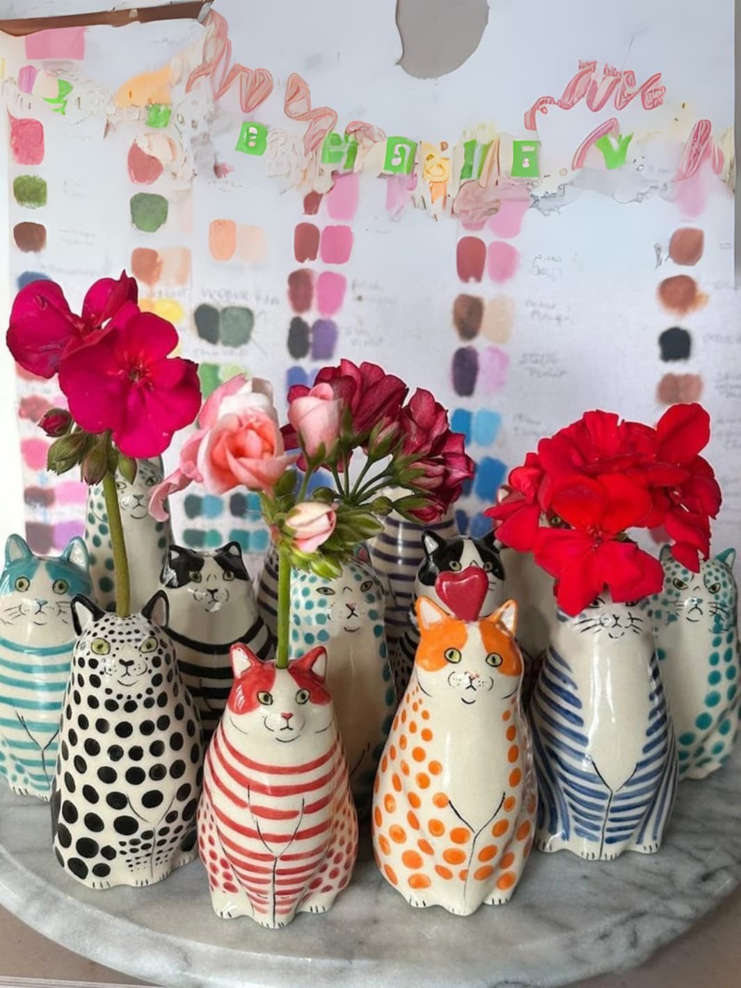 Vase | Chat à Pois Résine Colorée