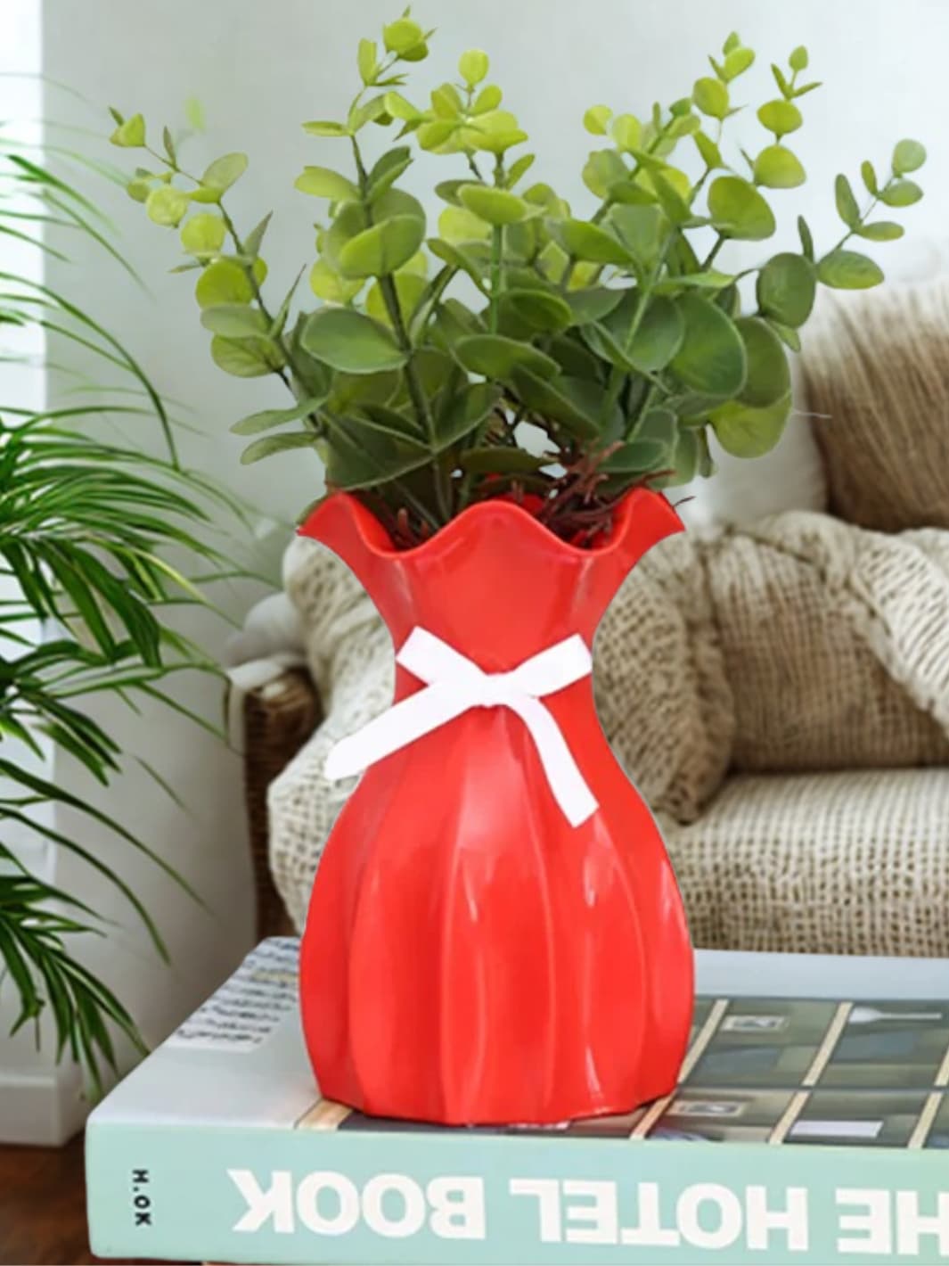 Vase | Pot plastique coloré effet rotin