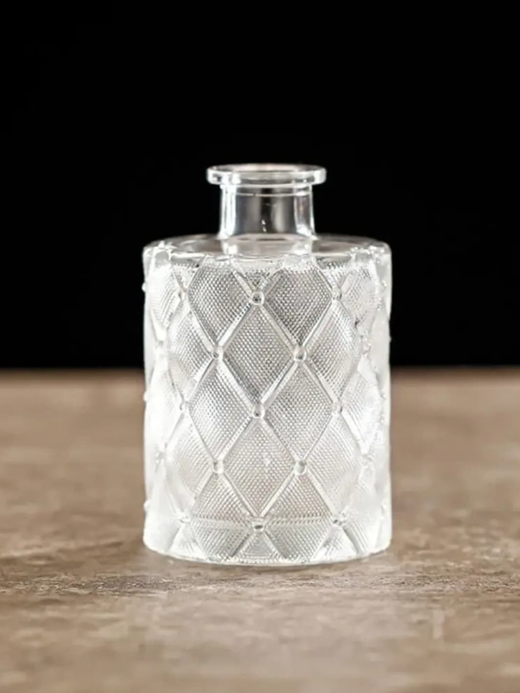 Vase | Fiole rétro gravée en verre transparent
