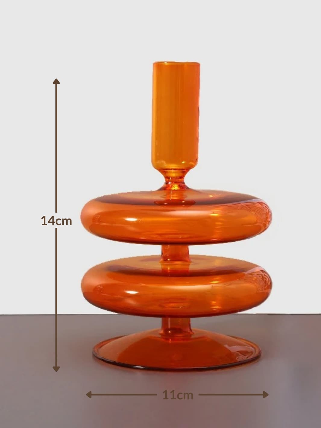 Vase | Soliflore orange en verre façon bougeoir design