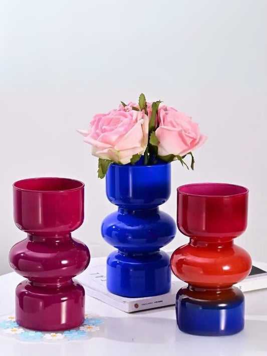 Vase | Coloré rétro en verre ondulé vintage