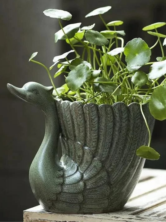 Vase | Sculpture cygne céladon en céramique