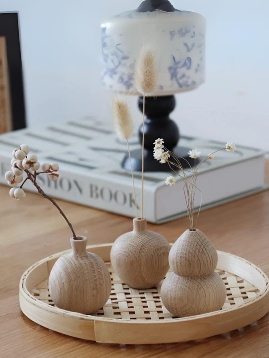 Vase | Soliflore boule en bois naturel sculpté