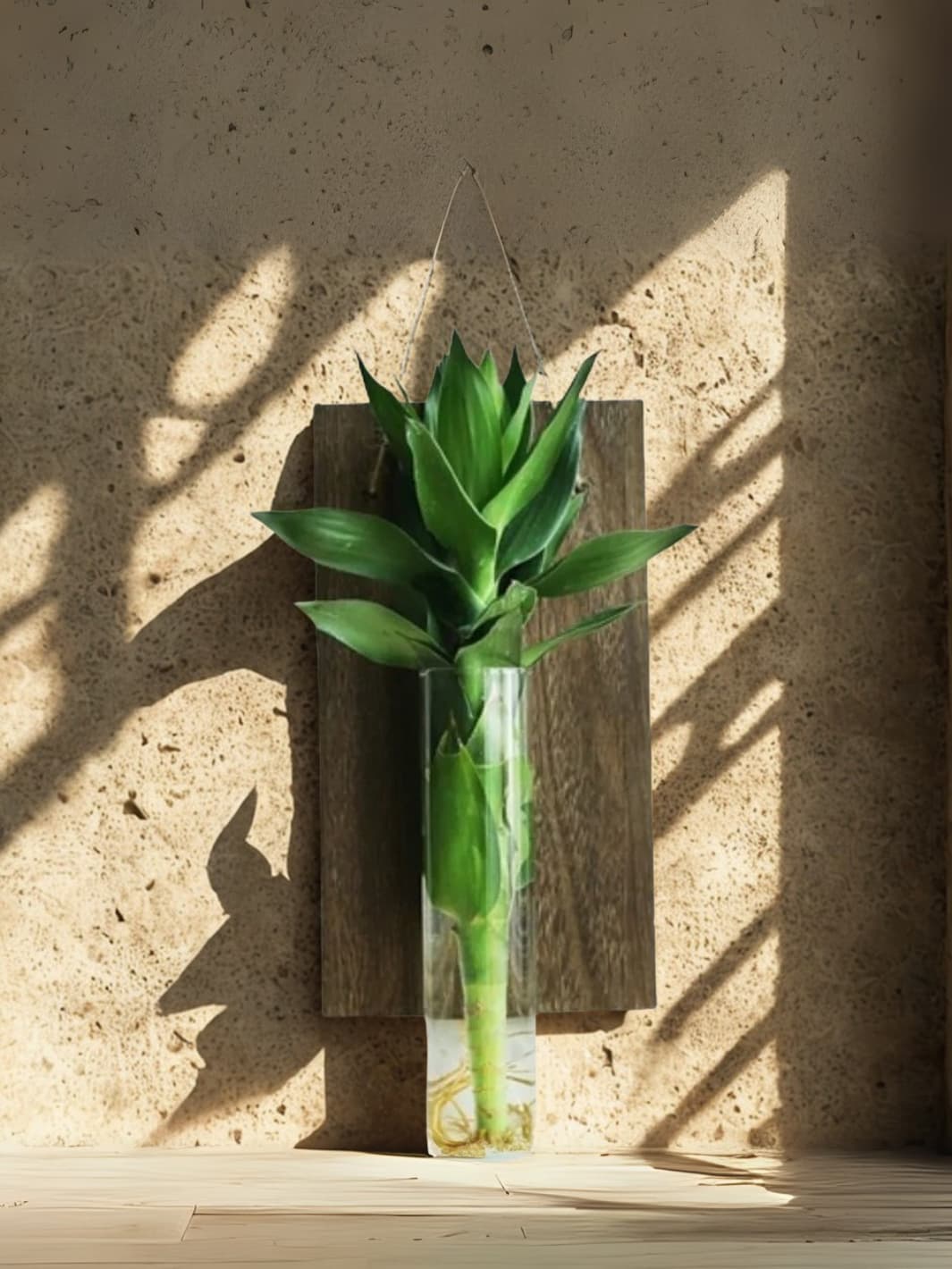 Vase | Suspension mural bois et verre
